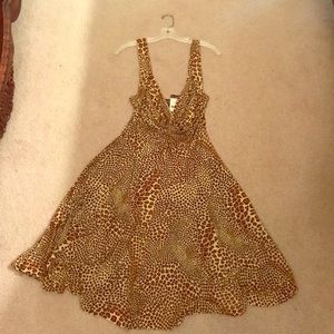 Cheetah Print Midi Twist Flair Dress